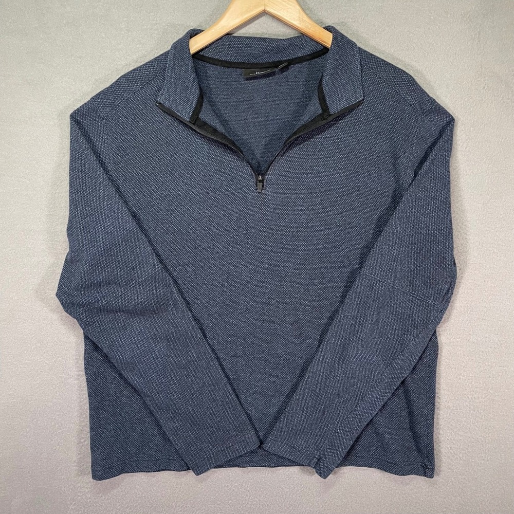 Marc Anthony 1/4 Zip Pullover Mens XL Navy Blue Textured Slim Fit Sweater